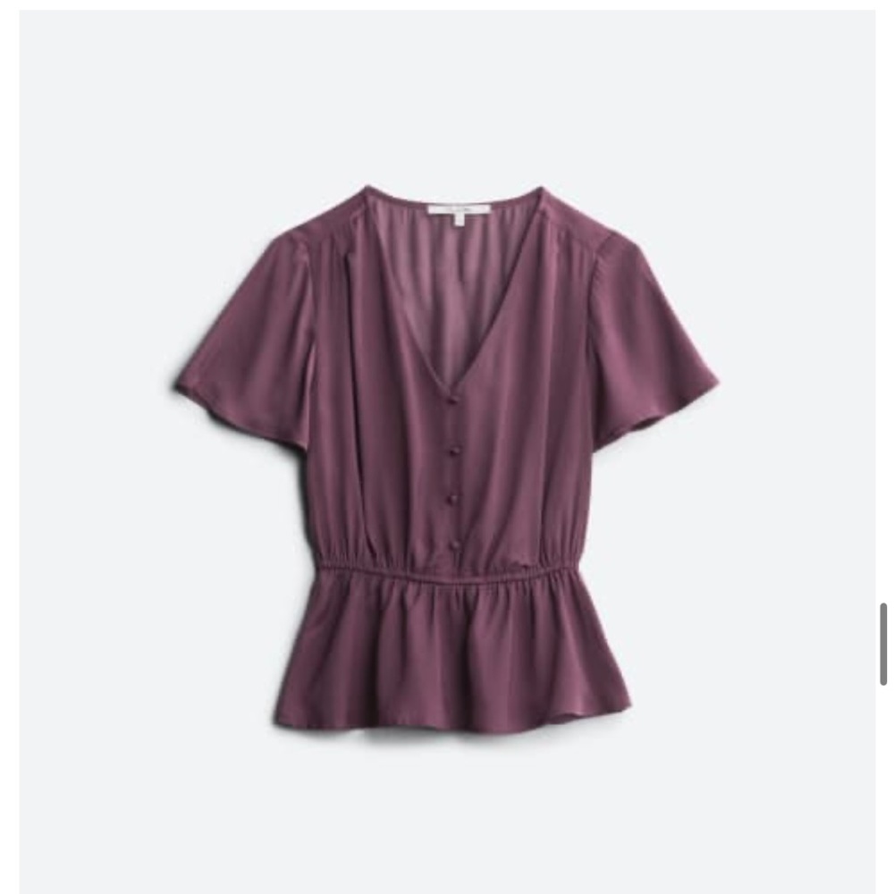 Purple ruffle sleeve blouse
